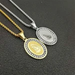 Fashion Pave Rhinestone Zircon Necklace Charms Virgin Mary Pendant Necklaces for Women Religious Stainless Steel Jewelry Gifts