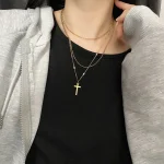 Three-layer Cross Necklace Female NicheAdvanced Collarbone Chain Tide Fashion Catholic Christian Jewelry for Women - Image 2