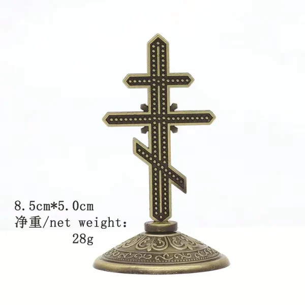 Russian Orthodox Plated Metal Stand Cross Home Decor Church Icon Ornaments Decoration Christ Catholic Gift