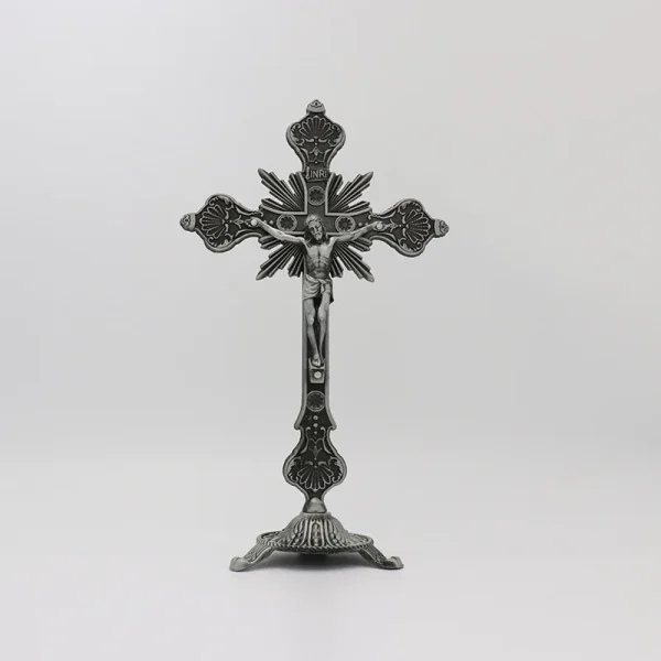 Catholic Crucifix Retro Metal Craft Angel Figurine Engraved Ornaments for Home Office Decoration Retail Spot Supply Whol