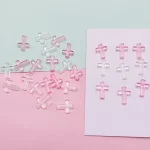 DIY Handmade Beaded Card Holder Decoration Materials White Pink 3D Cross Accessories Ins Style with Loose Acrylic Beads