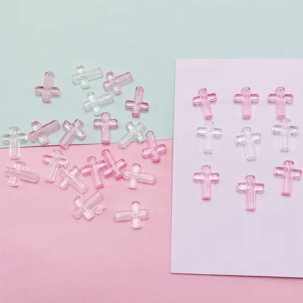 DIY Handmade Beaded Card Holder Decoration Materials White Pink 3D Cross Accessories Ins Style with Loose Acrylic Beads