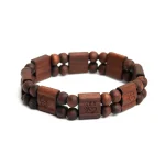 Wooden OM Bracelets with Wood Bead String Beads Elastic Bracelets for Yoga Practice Meditation Mindfulness