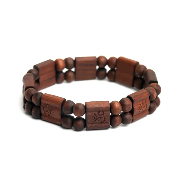 Wooden OM Bracelets with Wood Bead String Beads Elastic Bracelets for Yoga Practice Meditation Mindfulness