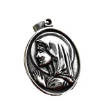 Catholic Stainless Steel Our Lady Medal Christian Embossed Oval Medal Raised Edge Rays of Light Virgin Mary Pendant - Image 5