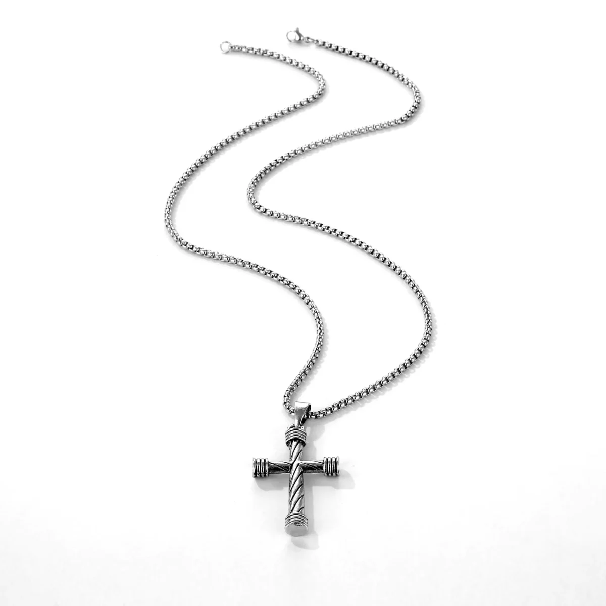Wholesale Cross Cylindrical Lucky Pendant Vintage Accessories Men's and Women's Hip Hop Street Necklace Titanium Steel Necklace - Image 5