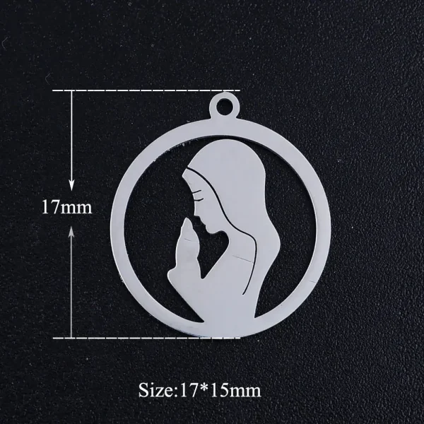 Mecrt Children’s Virgin Mary Hollow Stainless Steel Charm Catholicism Pendant Religious Decoration