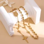 Wholesale Stainless Steel Rosary Retro Niche Personality Premium Oval Necklace Tassel Cross Pendant Catholic Prayer Beads - Image 4