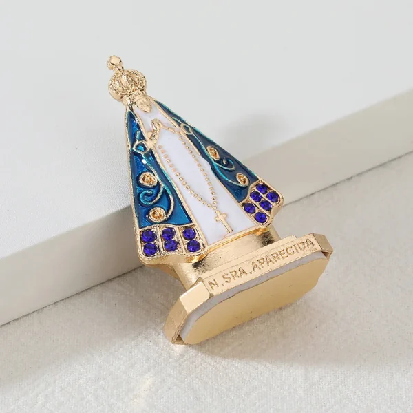 Mecrt Religious Ornament Desktop Decoration Gold Plated Nossa Senhora Aparecida Pin Our Lady Aparecida Nossa Senhora Apa