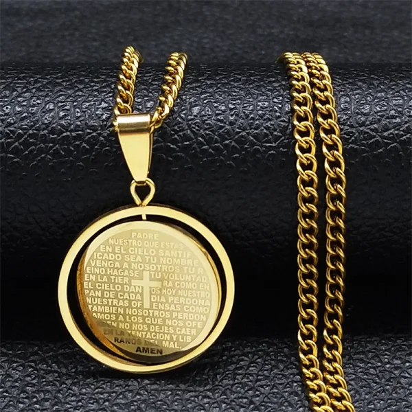 Mecrt Cross Pendant Necklace Stainless Steel Religious Theme Catholic Fashion Pendant Necklace Jewelry