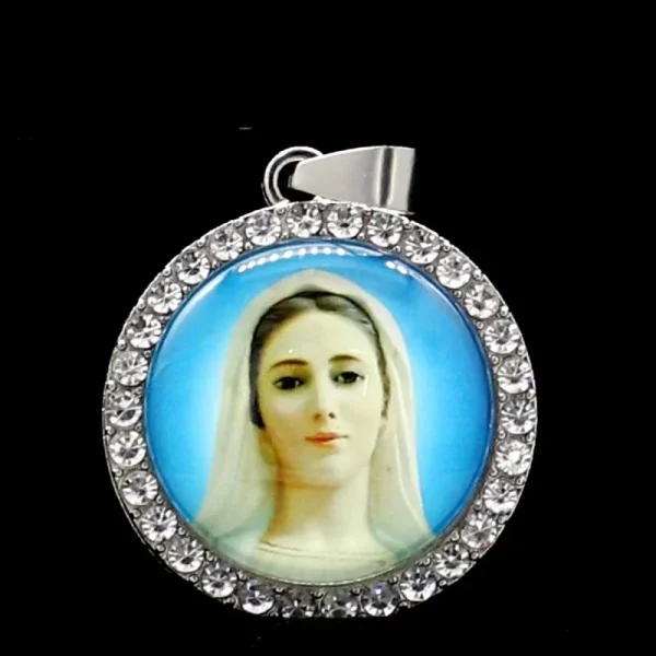 Zinc Alloy Catholic Saint Charm Pendant for Religious Round Jesus Angel Madonna Pendant