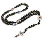 Christmas Exquisite Ornaments Rosary Religious Cross Hand-Knitted Plastic 8mm Beads Christ Catholic Church Jewelry Necklaces - Image 2