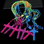 Cheap Catholic 59 Rosary Necklaces Plastic Soft Glue Color Luminous Fluorescent Prayer Beads Jewelry Necklace Jewelry Wholesale - Image 2
