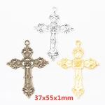 Copper Crucifix Cross Pendant Hollow Christian Cross Accessories Religious Cross Charms DIY for Jewelry Making - Image 3