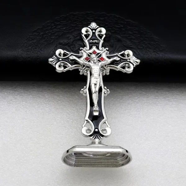 Mecrt Catholic Ornament Crucifix Enamel Cross Decorations Religious Prayer Jesus Figurine Metal Statues Cheap Gift