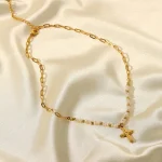 Catholic Cross Pendant Necklace Retro Beaded Chain Collarbone Chain Gold Women's Necklace Christianity Jewelry Wholesale - Image 2