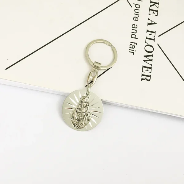Catholic Virgin Mary Jesus Creative Jewelry Pendant Bag Keychain Zinc Alloy 3.7cm*3.7cm 4g Car Keychains