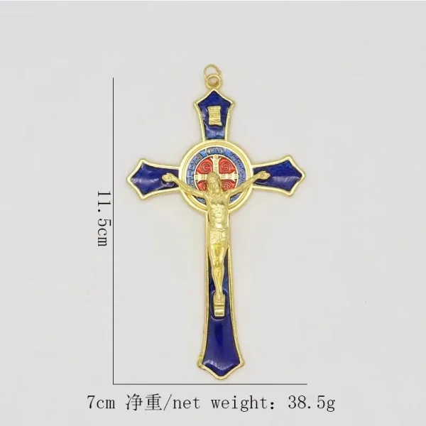 Mecrt Catholic Crucifix 11.5*7cm Metal Enamel Cross Jesus Christ Bitterness Religion Prayer Decoration Big Colorful Pend