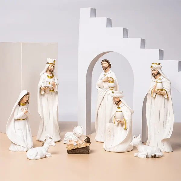 Mecrt Christmas Manger Group Decoration Soft Decoration Porch Home Window Decoration Resin Crafts