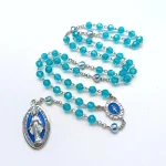 Blue Virgin Mary Rosary Silver 8mm Crystal Beads Protection Necklace Miraculous Centerpiece Catholic Rosaries - Image 3