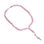 Rosary for Kids Wooden Bead Children's Cross Necklace Prayer Baptism pink Prayer Beads Jewelry Wholesale - Image 6