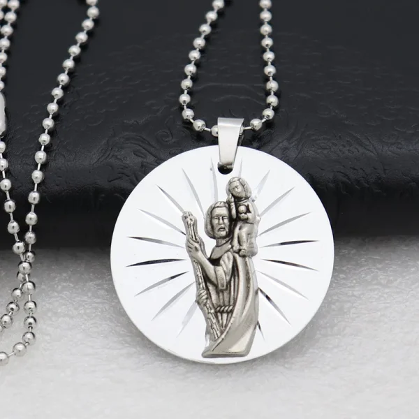 Catholic Jesus Pendant Metallic Fashion Personality Necklace Accessories Laser Craft Jewelry Necklace Pendant