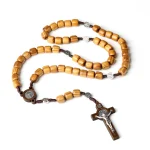 Catholic Rosary Crucifix Vintage Necklace Religious Jewelry & Gift Wooden Beads Classic Rosaries with Cross Jesus Wholesale - Image 2