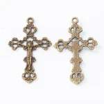 Mecrt Antique Bronze Plated Jewelry Making Charms Findings Jesus Cross Bulk Wholesale - Image 3