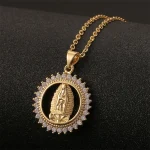 Religious Jewelry 18K Gold Plated CZ Virgin Mary Pendant Necklace Birthday Wedding Necklace Gifts for Women - Image 3