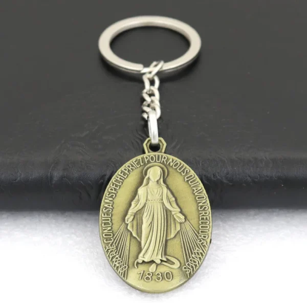Catholic Religious Blessed Virgin Mary Keychain Metal Jewelry Accessories Our Lady of Aparecida Christian Devotional Key