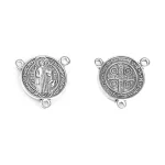Antique Copper-plated Alloy Catholic Rosary Cross with Jesus & Saint Benedict Images for DIY Jewelry Accessories - Image 5
