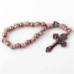 Colorful Metallic Rosary Bracelets Catholic Jesus Christ Cross Umbrella Rope Weaving Prayer Beads Cross Jewelry - Image 2