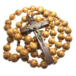 Wood Beads Decoration Hanging Wall Rosary Beads Over-sized Cross Church Wooden Beads Rosary Necklace Wall Rosary