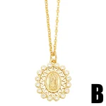 Mecrt Virgin Mary Necklace Simple Collar Religious Our Lady of Guadalupe Alloy Jewelry with Cross for Gift Wholesale - Image 3
