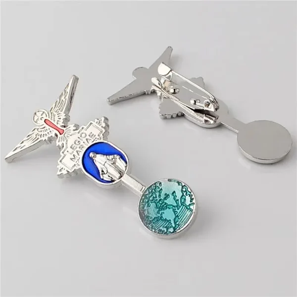 Mecrt Religious Catholic Style Fashion Design Metal Enamel Brooch with Virgin Mary Image for Coat Decoration