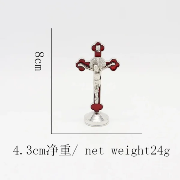 Mecrt Creative Gold-Plated Metal Crucifix Ornaments Catholic Cross Decorative Items for Home Office Christmas Elegant De