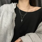Three-layer Cross Necklace Female NicheAdvanced Collarbone Chain Tide Fashion Catholic Christian Jewelry for Women - Image 4