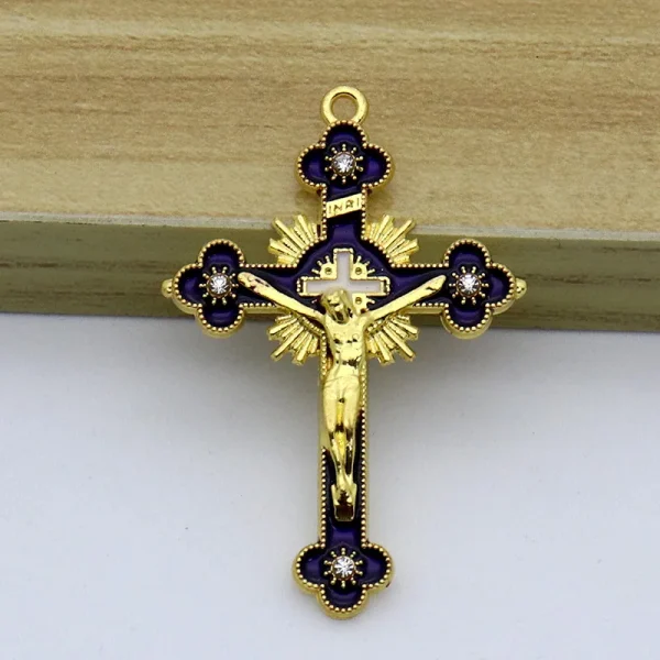 Metal Cross Crucifixes Christ Jesus Religious Catholic Cross Gift 5.5*3.5cm Multiple Colors Jewelry Pendants Wholesale