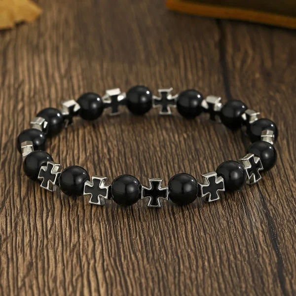 Hot Sale Geometric Cross Natural Stone Bracelet Men’s Women’s Couple Fashion All-match Niche Elastic