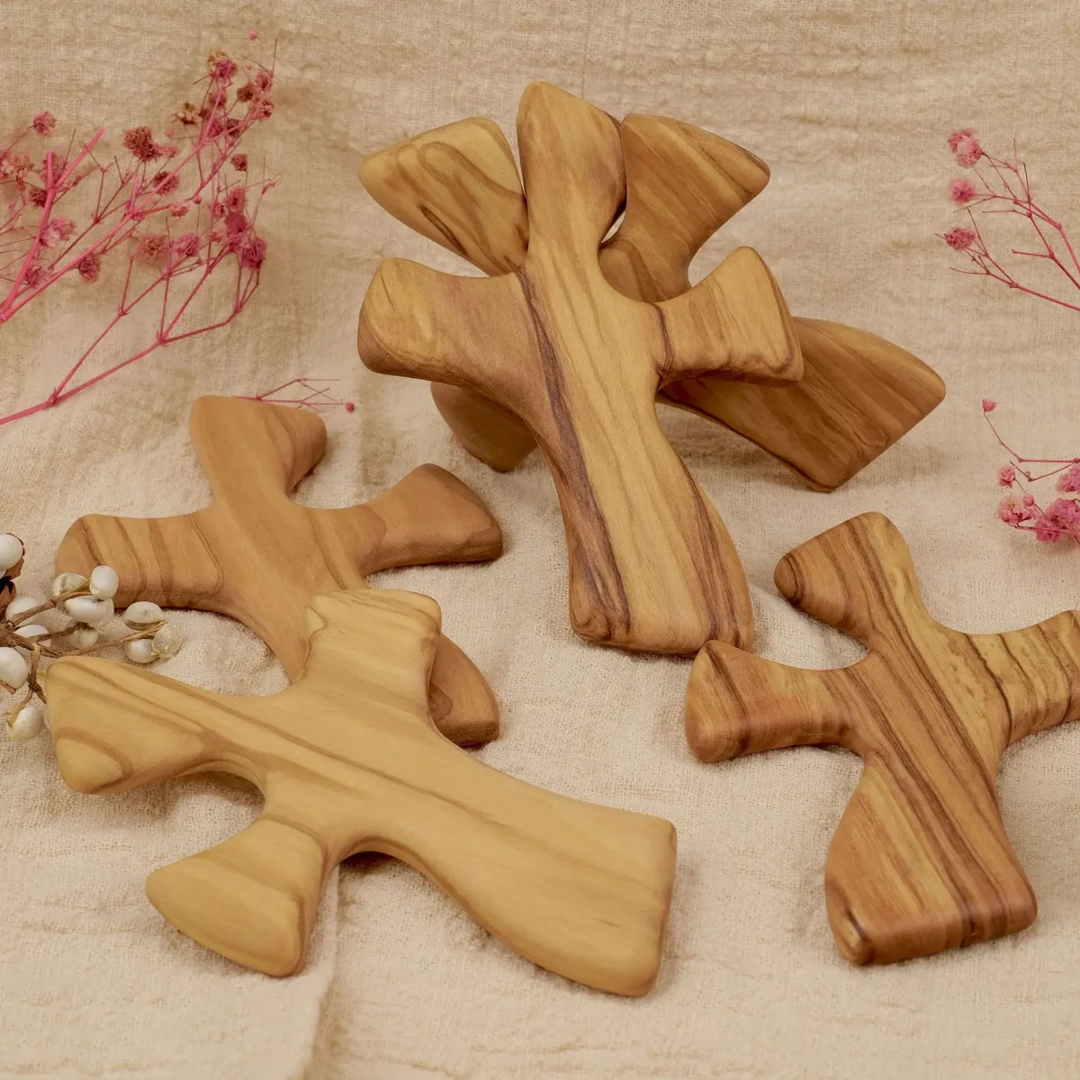 Wooden Decorative Cross Gift Olive Wood Prayer Cross Held in Hand - Image 4