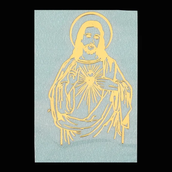 Metal Stickers Crafts Catholic Jesus Pattern Decoration Wallpaper Pure Copper Hollow Paste Mobile Phone Paste Adornment