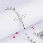 Fashion Jewelry Cross Bracelet for Men and Women Catholic Rosary Lucky Charm Round Beads Titanium Steel Valentine's Day Gift - Image 2