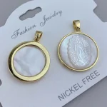 Guadalupe Virgin Mary White Shell Religious Copper Gold Plated Pendant Charm for Women Jewelry - Image 4