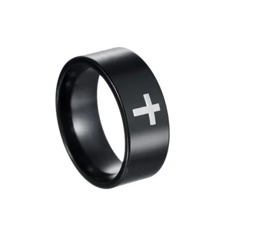 Catholic Christian Religious Cross Ring 6mm/8mm Titanium Steel Unisex Trendy Golden Silver Ring