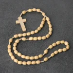 Vintage Rosary Cross Natural Wood Beads 10mm Religious Handmade Pendant Jesus Easter Presents Gifts Christian Jewelry Wholesale - Image 6