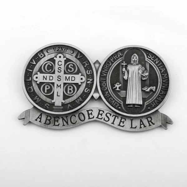 Hot-selling Home Display Metal Saint Benedict Figurine Hand-carved Engraving Benedictine Religion Gift