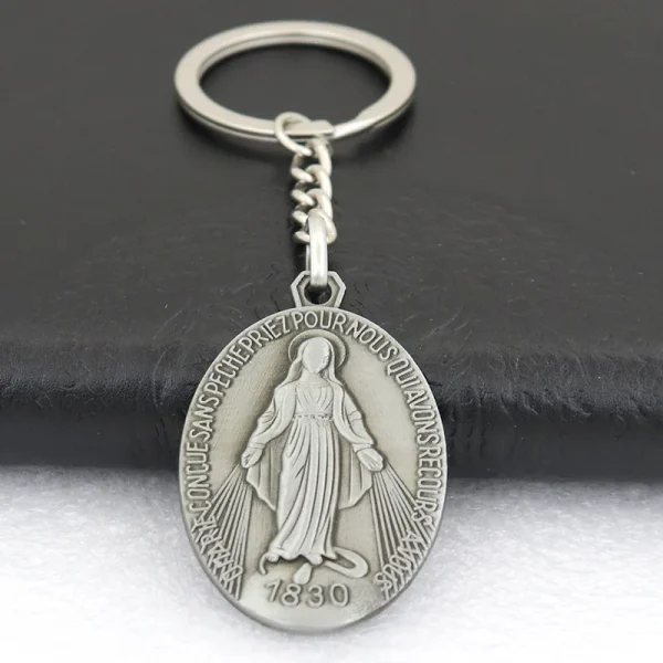 Catholic Religious Blessed Virgin Mary Keychain Metal Jewelry Accessories Our Lady of Aparecida Christian Devotional Key
