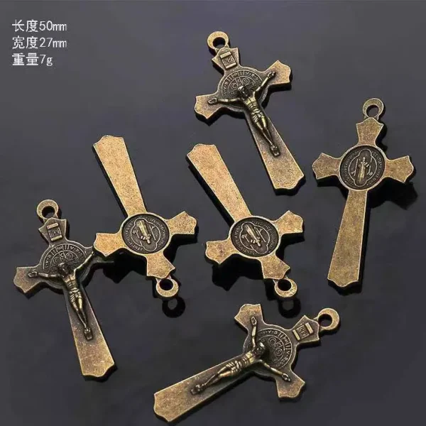 Mecrt Catholic Jewelry Accessories Virgin Mary Triangle Connector Charms Cross Pendant Raft Alloy Jewelry Necklace Ankle