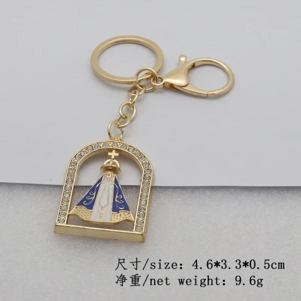 Vintage European American Religious Imitation Enamel Keychain Pendant New Cross-Border Metal Crafts Durable Stylish Acce