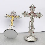 Catholic Crucifix Ornaments Creative Metal Jewelry for Home Office Car for Desktop Display Engraving Cross with Jesus - Image 3
